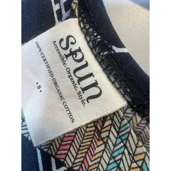 Anthropologie spun 100% organic cotton knee Lenght dress abstract boho sze Small - Picture 6 of 8